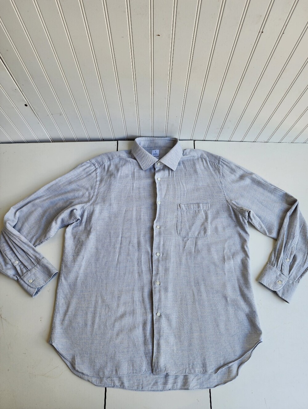 Mastai Ferretti Shirt Flannel Button Down Cashmere Mens Italy Gray Blue 17¾ 45
